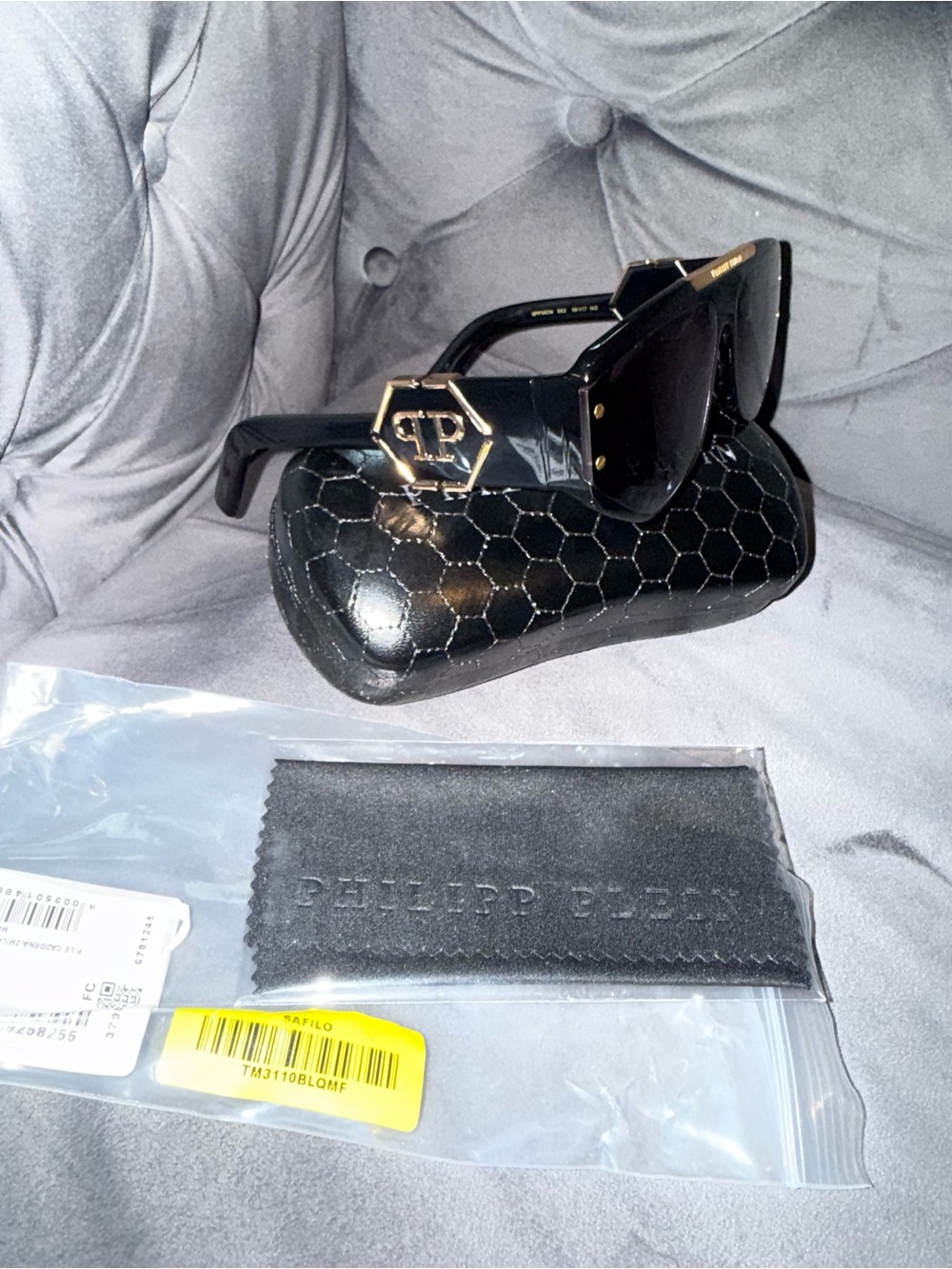 🔥NEW Philipp Plein Eyewear Rectangular logo-plaque sunglasses🔥